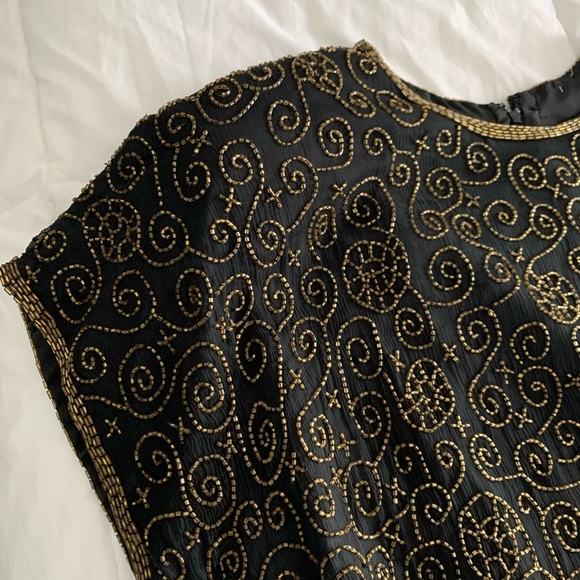 Vintage 80s/90s Beaded Cocktail Short Sleeved Dress. Size M. - Picture 14 of 16